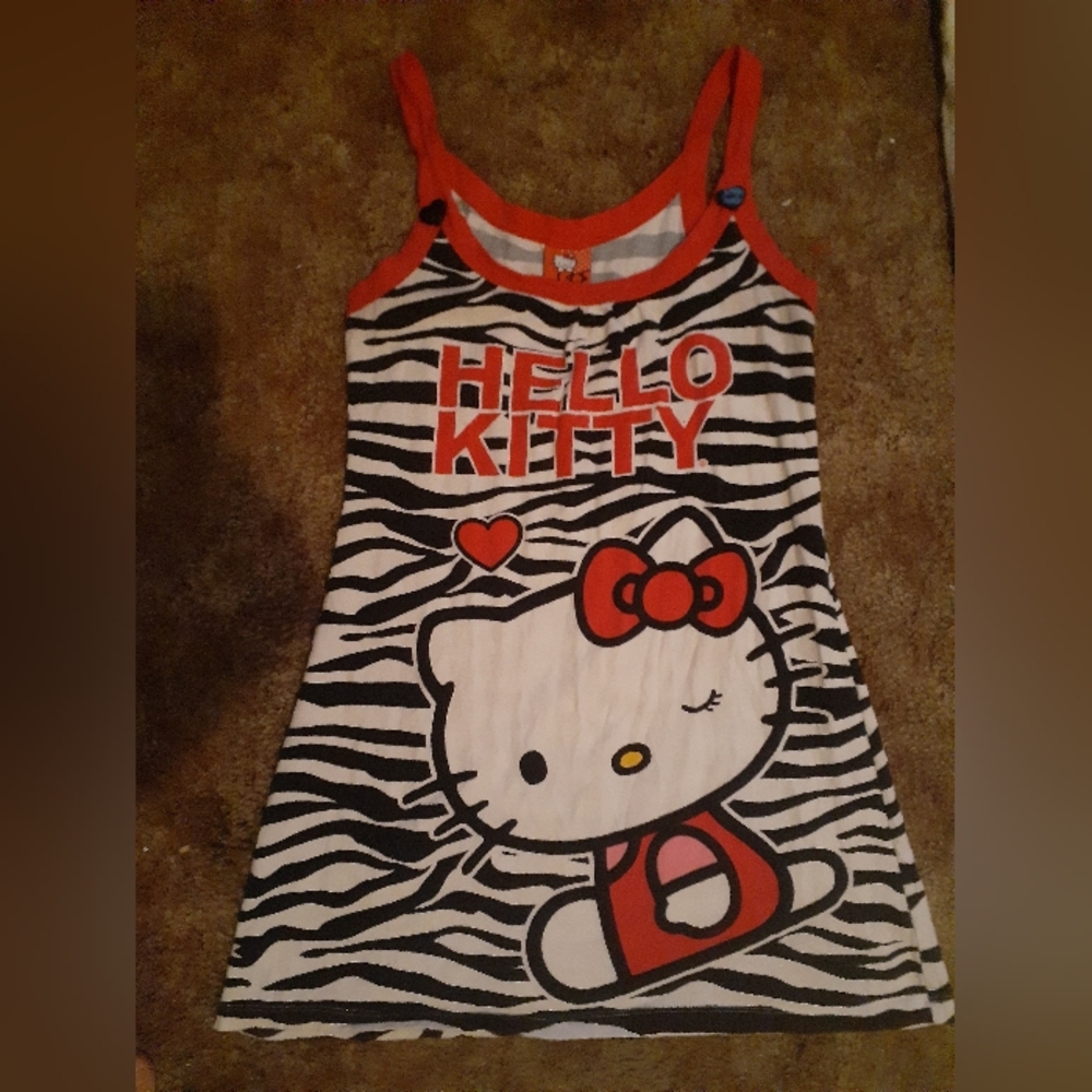zebra print hello kitty tank top